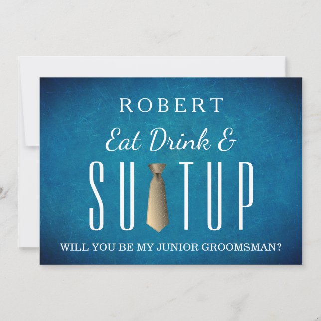 Black Chalkboard Suit-up Will you be my groomsman Invitation (Front)