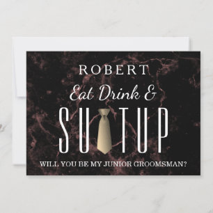 Black Chalkboard Suit-up Will you be my groomsman Invitation