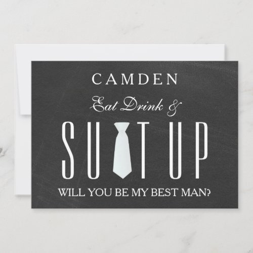 Black Chalkboard Suitup Will you be my Bestman Inv Invitation