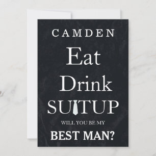 Black Chalkboard Suitup Will you be my Bestman Invitation