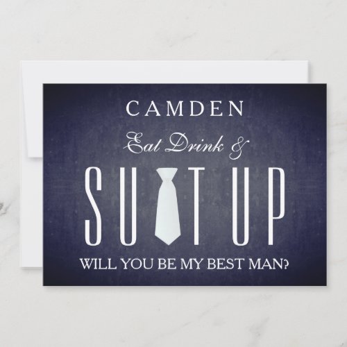 Black Chalkboard Suitup Will you be my Bestman Invitation