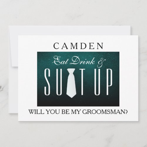 Black Chalkboard Suitup Will you be my groomsman Invitation