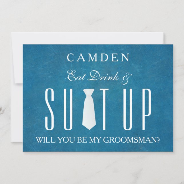 Black Chalkboard Suitup Will you be my groomsman Invitation (Front)