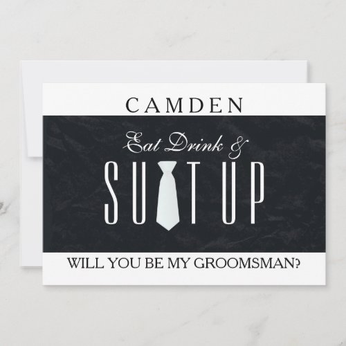 Black Chalkboard Suitup Will you be my groomsman Invitation