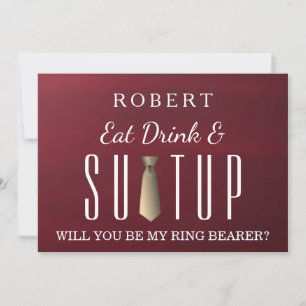 Black Chalkboard Suitup Will you be my ring bearer Invitation