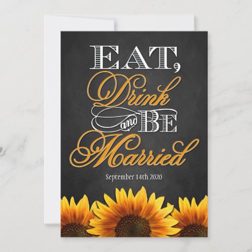 Black Chalkboard Sunflower Wedding Invitations