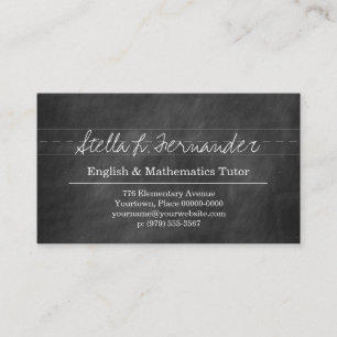 Black Chalkboard Teacher Tutor Business Card