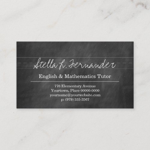 Black Chalkboard Teacher Tutor Business Card