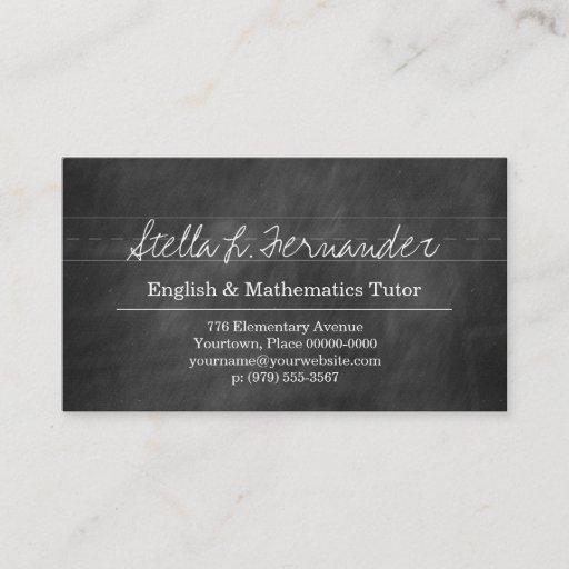 Customizable Black Chalkboard Teacher Tutor Business Card