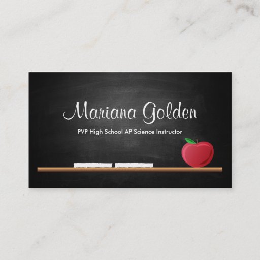 Customizable Black Chalkboard Teacher's Business Card Business Card Template