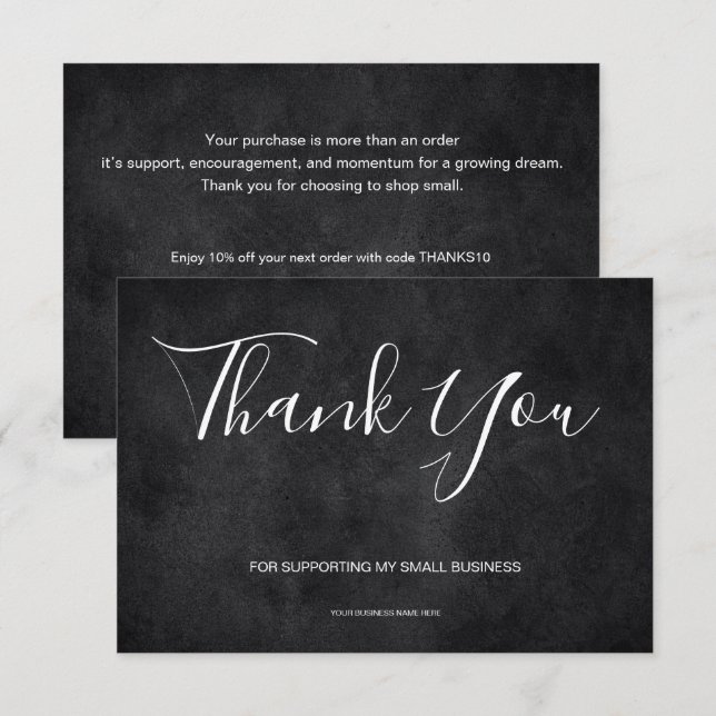 Black Chalkboard Thank You Card Discount (Front/Back)