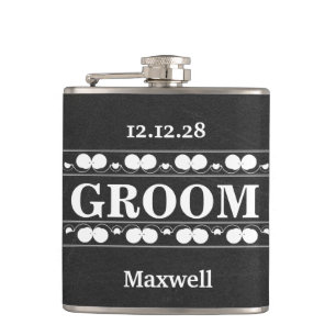 Black Chalkboard The Groomsman Wedding Flask