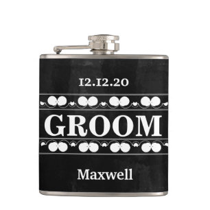 Black Chalkboard The Groomsman Wedding Hip Flask