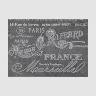 Black Chalkboard Vintage French City Names Paris Tissue Paper