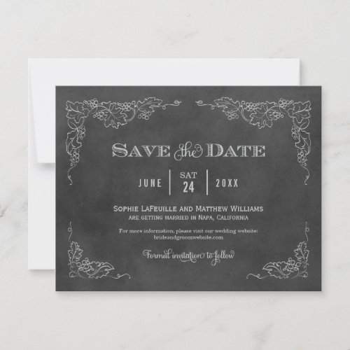 Black Chalkboard Vintage Rustic Wedding Save The Date