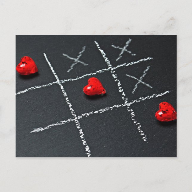 Black Chalkboard w Red Hearts Valentine's Day Holiday Postcard (Front)