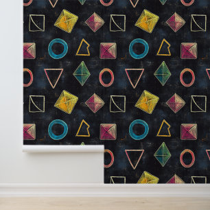 Black chalkboard wallpaper with geometric shapes