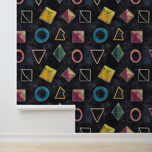 Black chalkboard wallpaper with geometric shapes wallpaper  (Application)