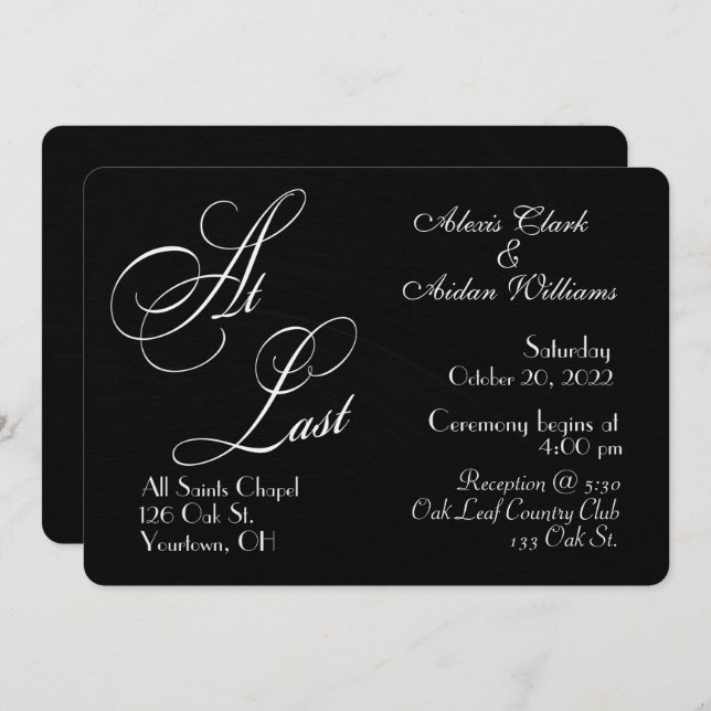 black chalkboard wedding invite (Front/Back)