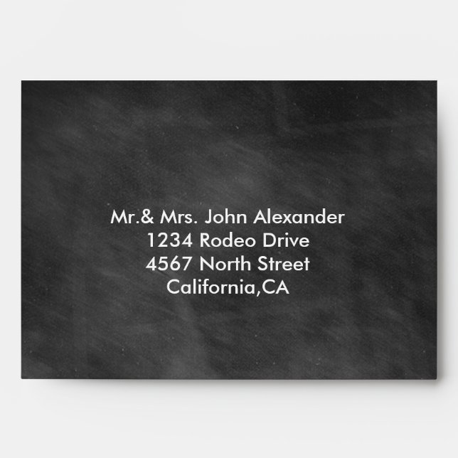 Black Chalkboard Wedding Invite Envelope (Front)