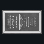 Black Chalkboard Wedding Monogram Wine Bottle Rectangular Sticker<br><div class="desc">Perfect for vineyard weddings or wine bottle favors,  these elegant vintage flourished style labels feature a custom wedding monogram with bride and groom's names,  the wedding date,  type of wine,  and thank you message that can be completely personalized.  Black chalkboard with white chalk textured look.</div>