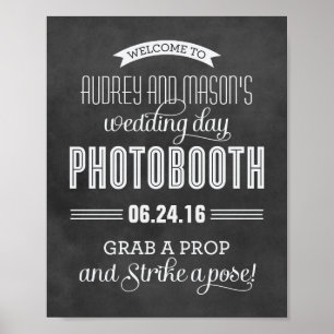 Black Chalkboard Wedding Photobooth Welcome Poster