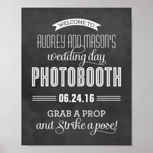 Black Chalkboard Wedding Photobooth Welcome Poster