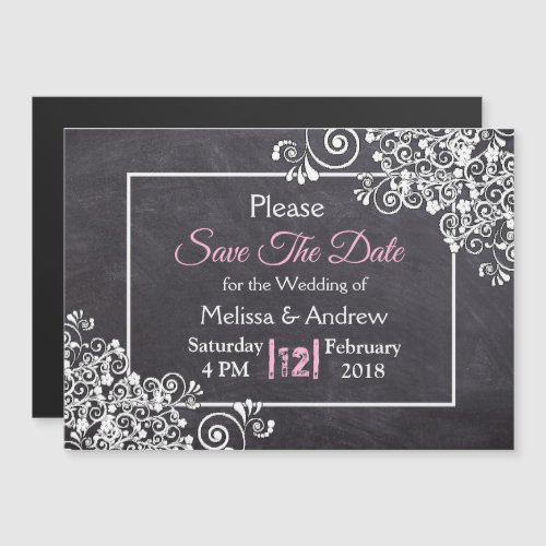 Black Chalkboard Wedding Save the Date Magnet