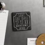 Black Chalkboard Wedding Save The Date Magnet<br><div class="desc">All about that faux chalkboard? Treat your guests to these refrigerator magnets with your wedding date. Works best on the square magnet but would equally work on the round one</div>