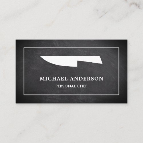 Black Chalkboard White Kitchen Knife Personal Chef Business Card