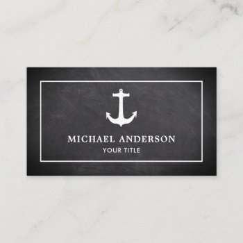 Black Chalkboard White Nautical Anchor Business Card by ShabzDesigns at Zazzle