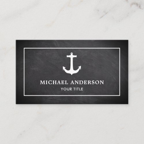 Black Chalkboard White Nautical Anchor Business Card