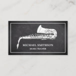 Black Chalkboard White Saxophone Music Teacher Business Card