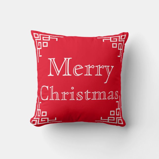 Black Chalkboard White Swirl Merry Christmas Throw Pillow (Front)