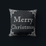 Black Chalkboard White Swirl Merry Christmas Throw Pillow<br><div class="desc">This is beautiful Decorative Black Chalkboard White Swirl merry Christmas greeting Square Pillow . You can decor your bedroom with this beautiful Christmas wishes pillow. Celebrate the season with this modern and stylish holiday decor pillow.</div>