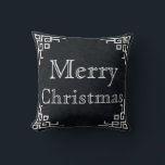 Black Chalkboard White Swirl Merry Christmas Throw Pillow<br><div class="desc">This is beautiful Decorative Black Chalkboard White Swirl merry Christmas greeting Square Pillow . You can decor your bedroom with this beautiful Christmas wishes pillow. Celebrate the season with this modern and stylish holiday decor pillow.</div>