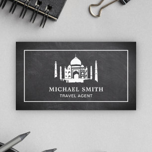 Black Chalkboard White Taj Mahal Travel Agent Business Card