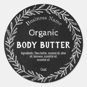 Black Chalkboard White Wreath Product Labels