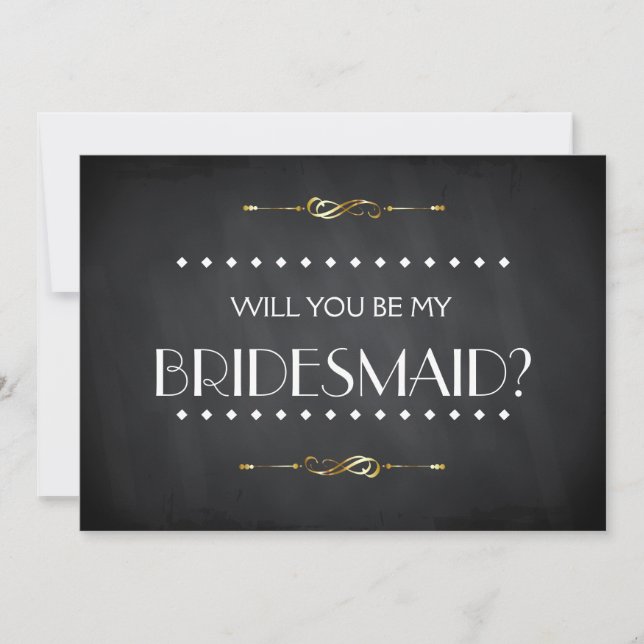 Black ChalkBoard Will you be my Bridesmaid Invitat Invitation (Front)