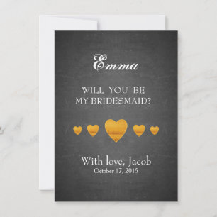 Black Chalkboard Will You Be My Bridesmaid Invitation