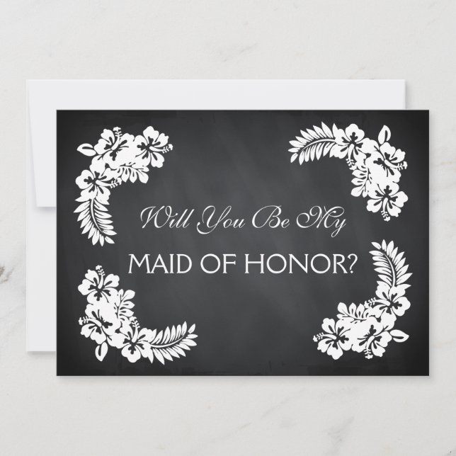 Black ChalkBoard Will you be my MAID OF HONOR Invitation (Front)