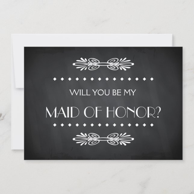 Black ChalkBoard Will you be my Maid of honor Invitation (Front)