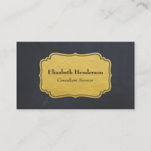 Black Chalkboard With Faux Gold Foil Label Business Card