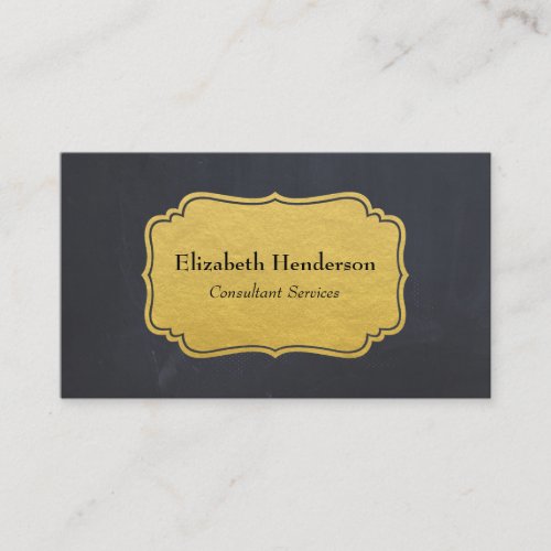 Black Chalkboard With Faux Gold Foil Label Business Card