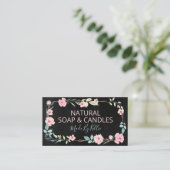 Black Chalkboard Wreath Handmade Soap And Candles Business Card (Standing Front)