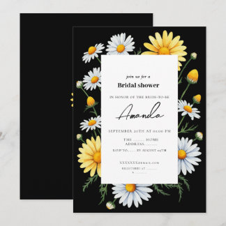 Black Chamomile Bridal Shower Invitation