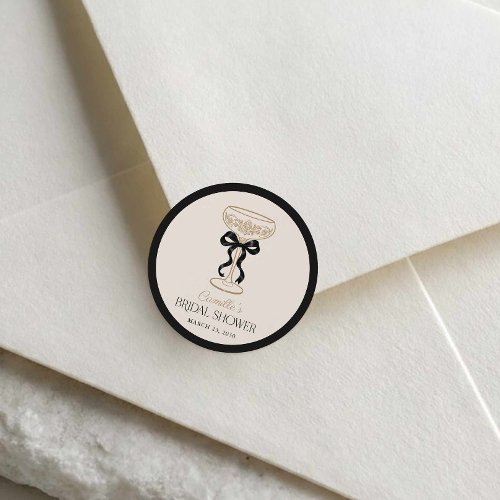 Black Champagne Brunch Circle Favor Sticker