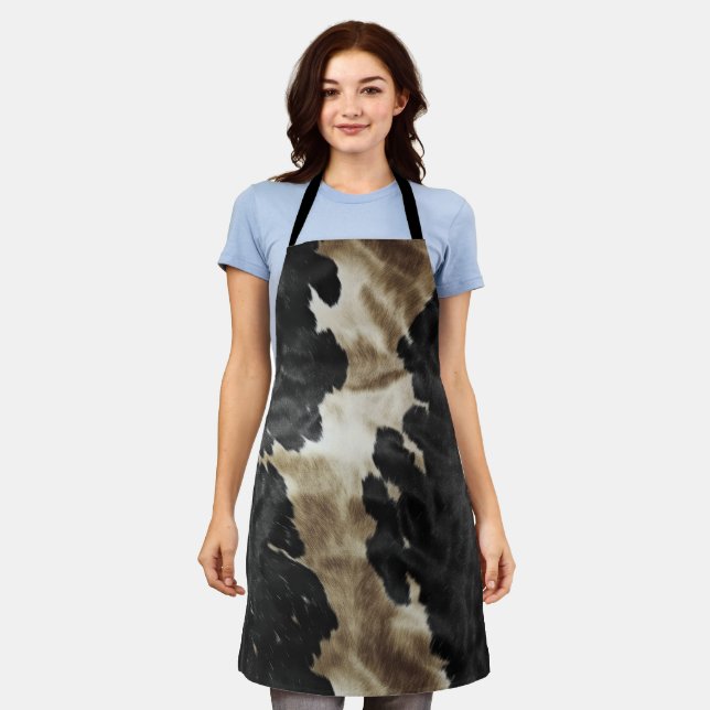 Black Champagne Gold Cowboy Cowgirl Cowhide   Apron (Worn)