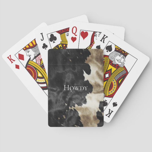 Black Champagne Gold Cowboy Cowgirl Cowhide   Poker Cards (Back)