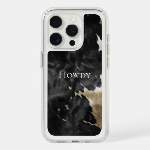 Black Champagne Gold Cowboy Cowgirl Cowhide iPhone 15 Pro Case